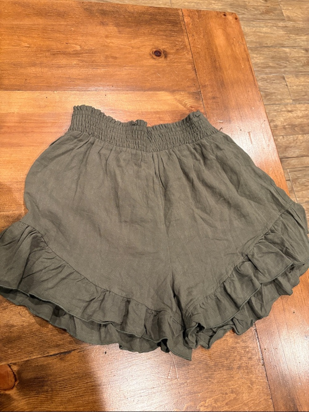 LA MIEL Olive Green Ruffle Skort